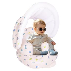 AirSwim Inflatable Baby Seat with Detachable Canopy, Inflatable Baby Chair | Blow Up Baby Chair for Babies From 3 Months with Built-In Pump, Bumbo Seat Baby Sit Up Chair for Outdoor Indoor, Whale in Saudi Arabia