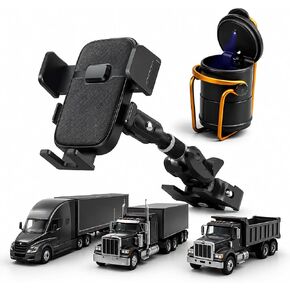 Heavy Duty Truck Phone Holder for Ford Transit Crew Van 2020-2023, Handle Clamp Mount Cell Phone Holder with Adjustable Arm for Semi Truck Pickup Excavator Bus RV,Dual-Arm Long PH in Saudi Arabia