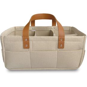 KiddyCare Diaper Caddy Organizer for Baby Nursery Basket with Handle Lid | Nursing bag with Changing Table Organizer Cart | Newborn Caddy | Grey Large size | Nursing bag with Changing Table Organizer Cart | Newborn Caddy in Saudi Arabia