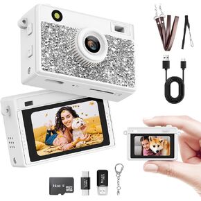 Mini Keychain Digital Camera, Y2K Pocket-Size Mini Camera, 2MP 1080P Small Camera with 8GB Card, Video Recorder with Long Battery Life for Travel, Party and Vlog (White) in Saudi Arabia
