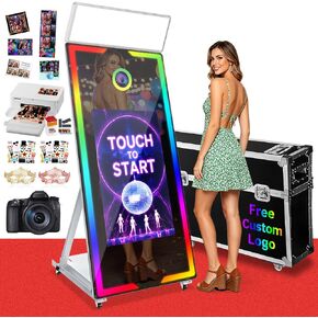 Magic Mirror Photo Booth 40“ with Camera and Printer, 22" Interactive Touch Screen DSLR Photo Booth Built-in Mini PC, Instant Print and Share Mirror Photo Booth for Parties in Kuwait