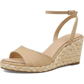 Marc Ford Wedge Sandals For Women Summer Raffia Espadrille Platform Ankle Strap Wedges Comfortable Sandals Stylish Open Toe Beach Casual Raffia Wedges Heels 3" in Kuwait