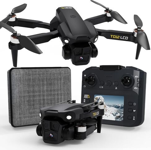 Toladrone TD12LCD Drone with LCD Screen Remote Control Brushless Motor WiFi Real-time Transmission Drones for Adults Drone with Camera Foldable Quadcopter for Beginners in Kuwait