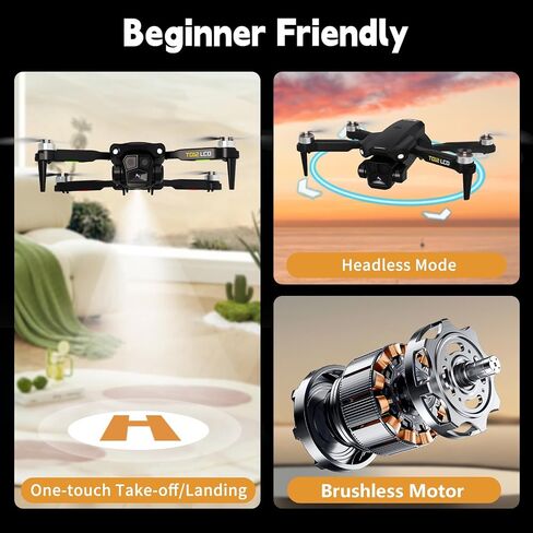Toladrone TD12LCD Drone with LCD Screen Remote Control Brushless Motor WiFi Real-time Transmission Drones for Adults Drone with Camera Foldable Quadcopter for Beginners in Kuwait