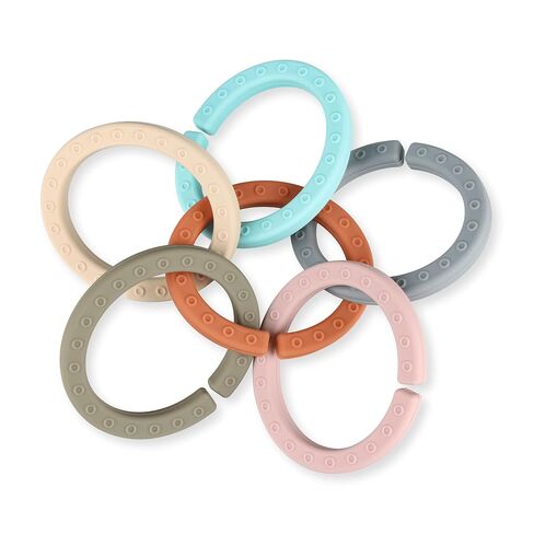 Baby Linkable Rings Set, Silicone Baby Teethers - Attach to Strollers, Car Seats & More - Food Grade Silicone in Kuwait