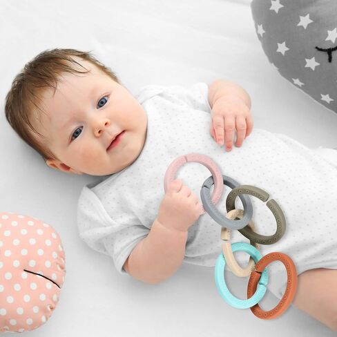 Baby Linkable Rings Set, Silicone Baby Teethers - Attach to Strollers, Car Seats & More - Food Grade Silicone in Kuwait