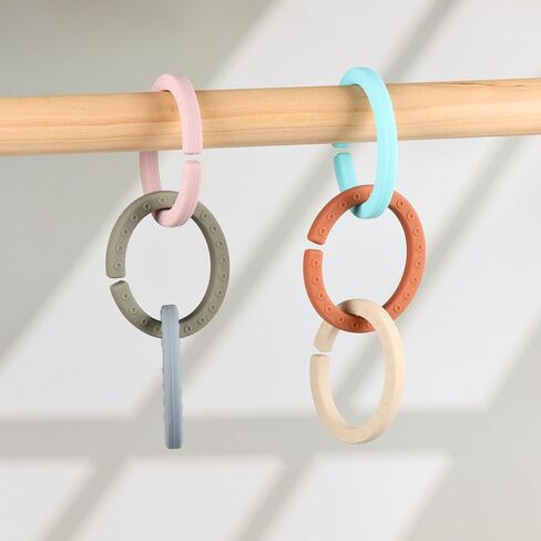 Baby Linkable Rings Set, Silicone Baby Teethers - Attach to Strollers, Car Seats & More - Food Grade Silicone in Kuwait