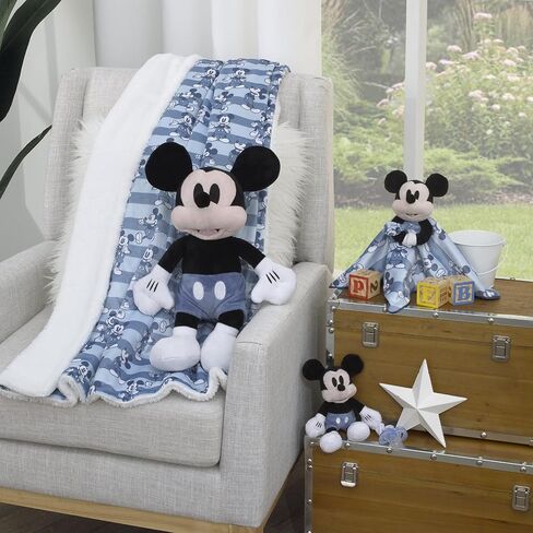 Disney Mickey Mouse White, Blue and Black Plush Buddy Pacifier Holder in Kuwait