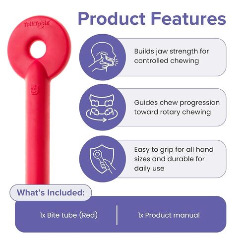 TalkTools Bite Tube - Oral Motor Chew Tool for Jaw Strength & Chewing Skills, Speech & Feeding Therapy for Kids and Adults | Red in Kuwait