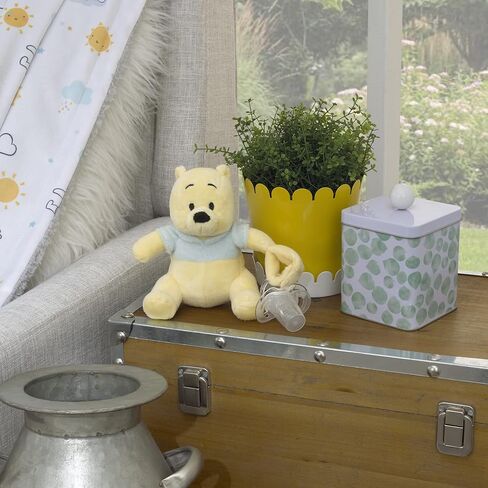 Disney Winnie The Pooh Yellow and Aqua Plush Buddy Pacifier Holder in Kuwait