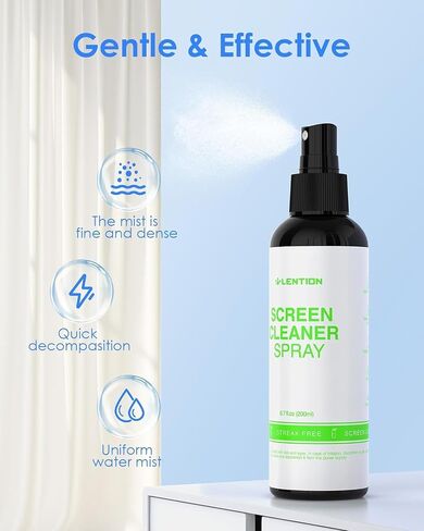 LENTION Screen Cleaner Spray Kit 6.7oz Bottle with Microfiber Cloth & Brush | Streak-Free, OLED Safe & Alcohol-Free for MacBook, Laptop, Phone, TV, Camera Lens, Eyeglasses, Car Displays & All Screens in Kuwait