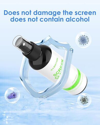 LENTION Screen Cleaner Spray Kit 6.7oz Bottle with Microfiber Cloth & Brush | Streak-Free, OLED Safe & Alcohol-Free for MacBook, Laptop, Phone, TV, Camera Lens, Eyeglasses, Car Displays & All Screens in Kuwait