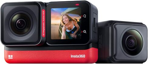 insta360 ONE RS Twin Edition - Waterproof 4K 60fps Action Camera & 5.7K 360 Camera with Interchangeable Lenses, Stabilization, 48MP Photo, Active HDR, AI Editing in Kuwait