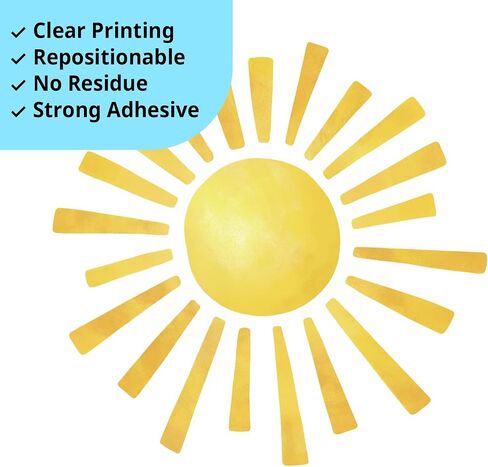 DECOWALL Watercolor Sun & Clouds Wall Decals Stickers Kids Room (DS12-8079) | Peel and stick removable decor with 78 pieces, golden sunshine and soft blue sky accents for bedroom, playroom and classroom. in Kuwait
