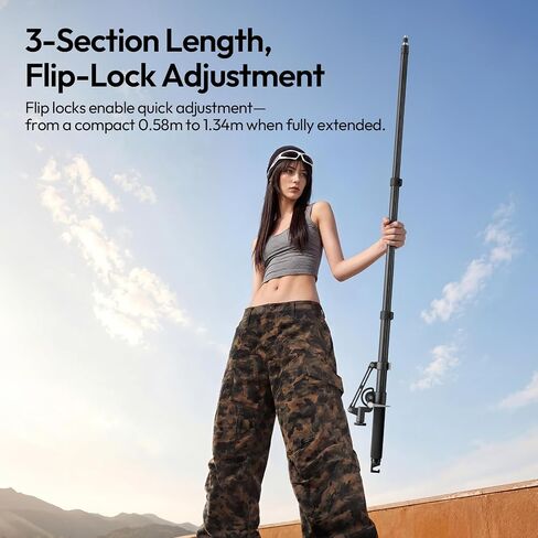 ULANZI TH09 52.7" Camera Boom Arm Light Stand Tripod Extension Bar | Extends 22.8-52.7" | 0°-135° Tilt for Overhead Filming | Dual 1/4" & 3/8" Spigot | Sturdy 11lb Aluminum Alloy Support in Kuwait