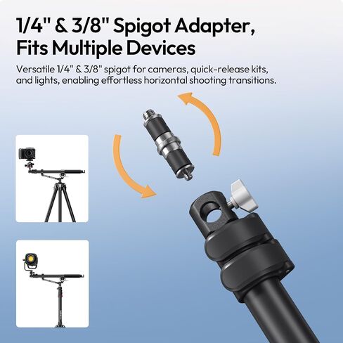 ULANZI TH09 52.7" Camera Boom Arm Light Stand Tripod Extension Bar | Extends 22.8-52.7" | 0°-135° Tilt for Overhead Filming | Dual 1/4" & 3/8" Spigot | Sturdy 11lb Aluminum Alloy Support in Kuwait