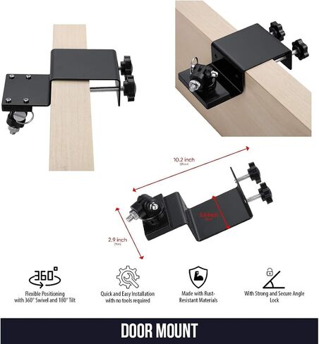 Wasserstein Door Mount Compatible with Arlo HD/Pro/Pro2/Pro3/Pro4/Pro5S/Ultra/Ultra2/Essential, Blink Outdoor/XT2, Ring Stick Up Cam Battery/Spotlight Cam Battery, eufyCam E/2/2C (Black) in Kuwait