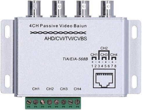 ciciglow Video Balun High Definition 4 Channel Passive Transceiver for 720P 1080P HD CCTV Security Camera Signal Converter for Video Surveillance and Conferences Metal Grey 1 Pack in Kuwait