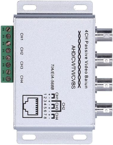 ciciglow Video Balun High Definition 4 Channel Passive Transceiver for 720P 1080P HD CCTV Security Camera Signal Converter for Video Surveillance and Conferences Metal Grey 1 Pack in Kuwait