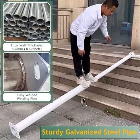 Heavy-Duty Galvanized Steel Surveillance Pole with 4 Brackets - Durable Security Camera Stand for Outdoor Monitoring, Enhanced Stability, and All-Weather Performance, White-H 250cm/8.2ft(2 Sections) in Kuwait