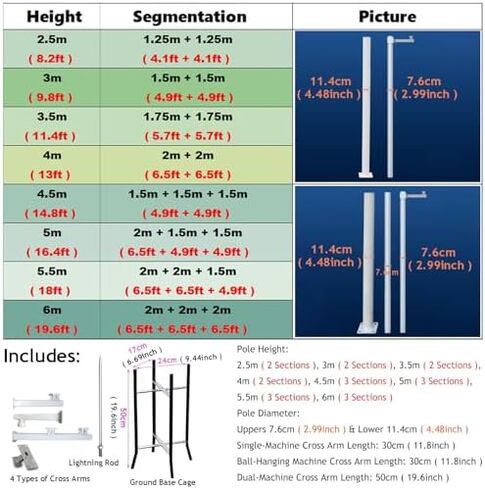Heavy-Duty Galvanized Steel Surveillance Pole with 4 Brackets - Durable Security Camera Stand for Outdoor Monitoring, Enhanced Stability, and All-Weather Performance, White-H 250cm/8.2ft(2 Sections) in Kuwait