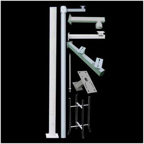 Adjustable Outdoor Camera Pole with Durable PTZ Bracket & Dome Support Arm, Heavy-Duty Mounting Cage for Enhanced Security Surveillance Systems, White-H 11.4ft/3.5m(2 Sections) in Kuwait