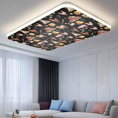 Farm Animals Magnetic Fluorescent Light Covers for Ceiling Lights 2x4 Ft,Country Barn Sheep Rooster Pig Flowers Black Office Kitchen Drop Ceiling Light Covers Lighting Filters Shade Panel 2PCSs in Kuwait