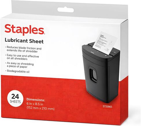 Staples Shredder Lubricant Lubricating Sheets, Reduces Friction & Noise, Keeps Blades Sharp, Pack of 24 in Kuwait