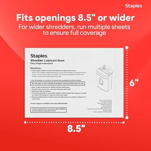 Staples Shredder Lubricant Lubricating Sheets, Reduces Friction & Noise, Keeps Blades Sharp, Pack of 24 in Kuwait
