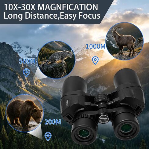 10-30x50mm High Power Zoom Binoculars for Adults | BAK4 Prism & FMC, Daily waterproof,Fogproof,HD Professional Binoculars for Bird Watching,Hiking,Concerts & Outdoor Travel in Kuwait