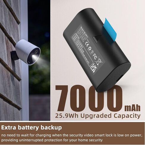 2 Pack Extra Outdoor Camera Battery Pack Compatible with SimpliSafe Wireless Outdoor Security Camera CMOB1 CM0B1 SCM301 with Type-C Charge Cable Upgraded 7000mAh Capacity Battery Model SSCAM-BAT1 in Saudi Arabia
