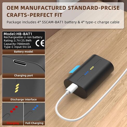2 Pack Extra Outdoor Camera Battery Pack Compatible with SimpliSafe Wireless Outdoor Security Camera CMOB1 CM0B1 SCM301 with Type-C Charge Cable Upgraded 7000mAh Capacity Battery Model SSCAM-BAT1 in Saudi Arabia