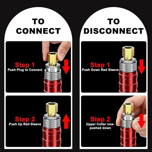 2 Pack 5-in-1 Universal Safety Exhaust Air Couplers - 1/4 Inch NPT Thread Male & Female Quick Connect, Prevent Hose Whip, Safe Disconnect for Air Hose in Kuwait