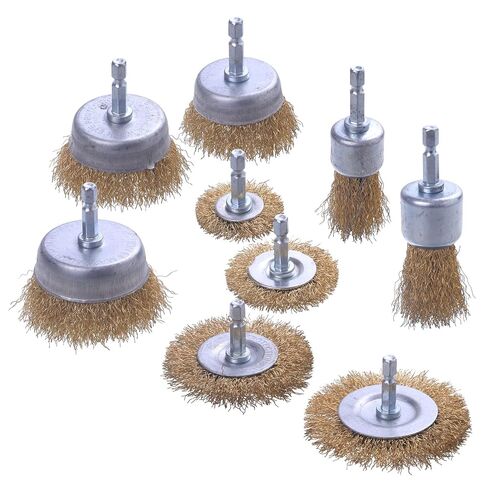 5 Pcs Wire Brush for Drill Set, Brass Wire Wheel for Drill, 1/4 Inch Hex Shank, Wire Brushes for Cleaning Rust for Drill in Saudi Arabia