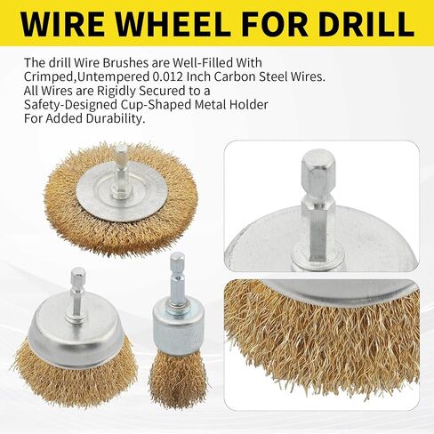 5 Pcs Wire Brush for Drill Set, Brass Wire Wheel for Drill, 1/4 Inch Hex Shank, Wire Brushes for Cleaning Rust for Drill in Saudi Arabia
