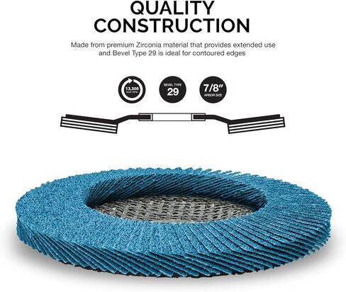 NEIKO 11143A 10 Pack Zirconia Flap Discs 4-1/2 for Angle Grinder, 60 Grit Flapper Wheel, Angled T29 Grinding Wheel 4.5 Inch, 7/8" Arbor Grinding Disc, Flap Wheel for Wood & Metal Sanding in Kuwait