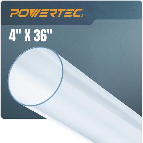 POWERTEC Clear PVC Pipe 4" x 36" Long, 1PK Rigid Plastic Tubing, Round Tube Compatible w/Dust Collection Fittings, Hose for Woodworking Tool, Dust Collection System, Toy Cars and Bird Feeder (70272W) in Kuwait