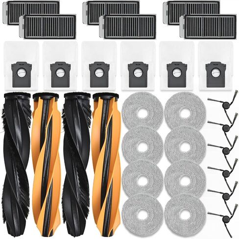 Accessories Compatible with Dreame X50 Ultra/L50 Ultra/L40s Ultra Mova V50 | Ultra Replacement Parts Robot Vacuum Cleaner(4 Rubber Main Brush,6 Filters,6 Dust Bags,8 Mop Pads,6 Side Brushes) in Kuwait