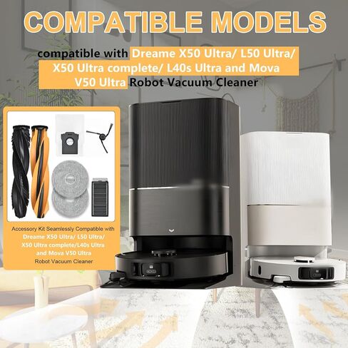 Accessories Compatible with Dreame X50 Ultra/L50 Ultra/L40s Ultra Mova V50 | Ultra Replacement Parts Robot Vacuum Cleaner(4 Rubber Main Brush,6 Filters,6 Dust Bags,8 Mop Pads,6 Side Brushes) in Kuwait