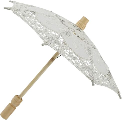 Bridal Lace Umbrella for Wedding Photos – Handmade Beige Cotton Parasol, 10.2" X 11.4", Not RainProof in Kuwait