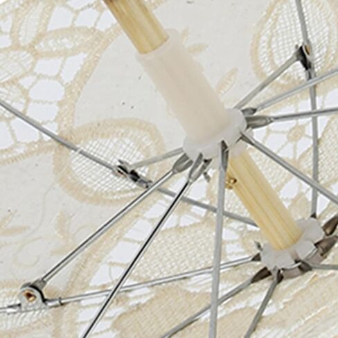 Bridal Lace Umbrella for Wedding Photos – Handmade Beige Cotton Parasol, 10.2" X 11.4", Not RainProof in Kuwait