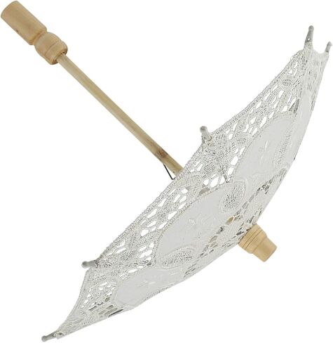 Bridal Lace Umbrella for Wedding Photos – Handmade Beige Cotton Parasol, 10.2" X 11.4", Not RainProof in Kuwait