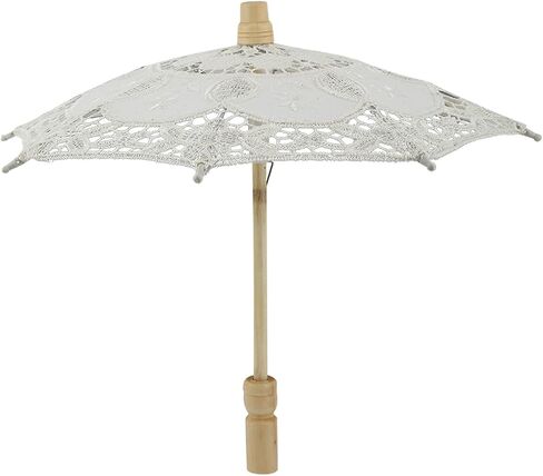 Bridal Lace Umbrella for Wedding Photos – Handmade Beige Cotton Parasol, 10.2" X 11.4", Not RainProof in Kuwait