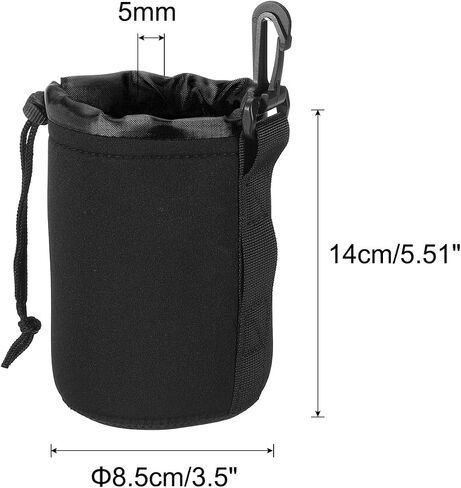 Camera Lens Bag, 3.3" IDx5.5" H Drawstring Lens Pouch with Thick Protective Neoprene, Lens Case for DSLR Camera Lens, Water Coffee Cups Black in Kuwait