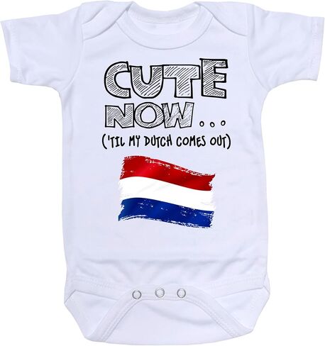 Cute Now... 'Til My Dutch Comes Out Infant Baby Netherlands Flag Short Sleeve Bodysuit Shirt in Kuwait