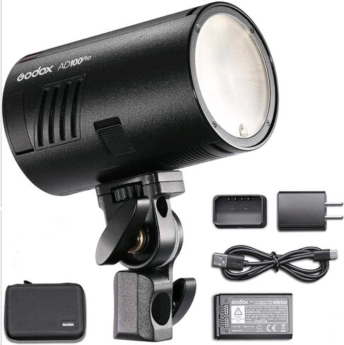 GODOX AD100Pro Pocket Studio Flash Light Photography Light OLED Screen 5800K 1/8000s Sync TTL/Multi/M Flash Built-in 2.4G Wilreless X System 5 Groups 32 Channels with Rechargeable 2600mAh Battery in Saudi Arabia