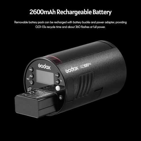 GODOX AD100Pro Pocket Studio Flash Light Photography Light OLED Screen 5800K 1/8000s Sync TTL/Multi/M Flash Built-in 2.4G Wilreless X System 5 Groups 32 Channels with Rechargeable 2600mAh Battery in Saudi Arabia