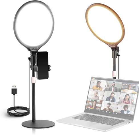 NEEWER Basics 10.5" Desk Ring Light with Stand/Phone Holder/Timer, 3000-6500K Full Screen 15W LED Selfie Panel Lighting for iPhone Recording Streaming Makeup Laptop Webcam Video Conference Zoom, R10 in Kuwait