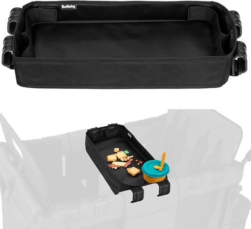 Double Sided Stroller Tray Fits for Wonderfold Wagon- Kids Snacks & Activities - Faux Leather Sides for Eating - 4 Cup Holders-W4 accessories, Easy to Use and Clean, Play On the Go (W4 Series) in Kuwait