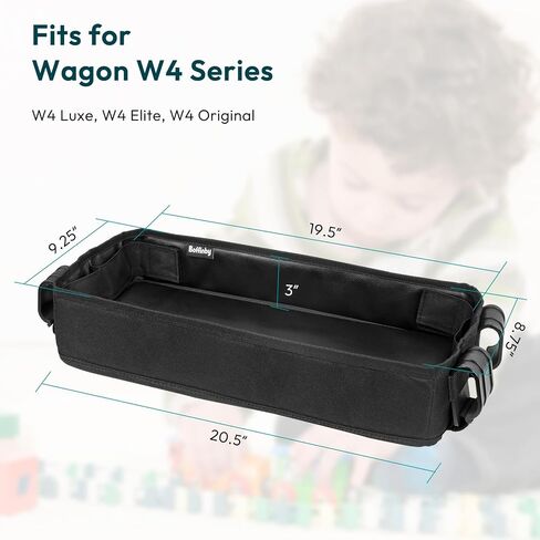 Double Sided Stroller Tray Fits for Wonderfold Wagon- Kids Snacks & Activities - Faux Leather Sides for Eating - 4 Cup Holders-W4 accessories, Easy to Use and Clean, Play On the Go (W4 Series) in Kuwait